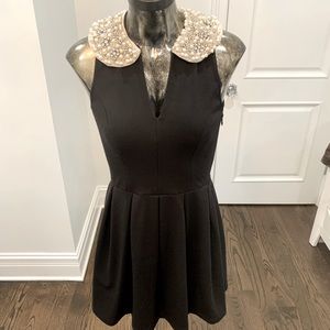 Pearl and rhinestone beaded A-line skater dress Sm